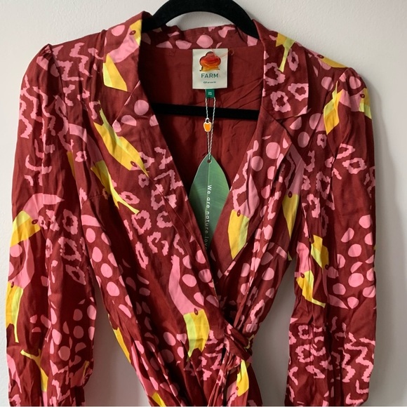 Farm Rio Toucanissimo Mini Dress Beaded Tassel Belt Sz XS NWT - Picture 6 of 9